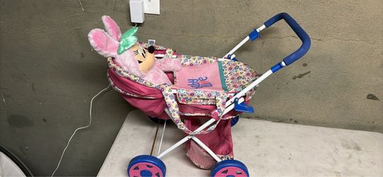 Kids Toy Doll Stroller Pink Floral