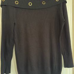 Long Black Drop  Shoulder Sweater