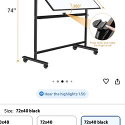  H-Qprobd Dry Erase Board with Stand 72"x40" Magnetic Mobile Whiteboard on Wheels Double-Sided Rolling Whiteboard for Office, Home & School