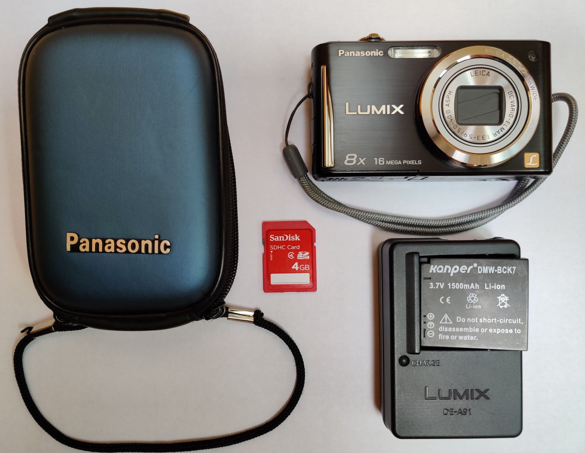 $20 Panasonic Lumix 16 megapixel compact camera, 8x optical zoom, Leica lens, case, 4GB card, extra battery and charger. Vernon Hills, cash payment