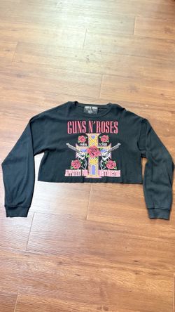 Guns N’ Roses Crop Thermal Y2K Grunge Rock Band Tour Top L Black