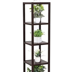 5-Tier Bamboo Bathroom Shelf, Narrow Shelving Unit, Multifunctional Storage Rack, Corner Rack, for Kitchen, Living Room, Bedroom, Entryway, 