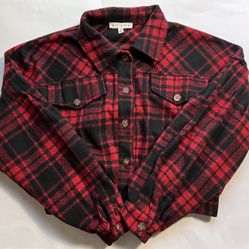 Red Cardigan Crop Sweater 