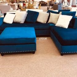 Cindy Blue Sectional Sofa Couch Living Room Set  °°• 