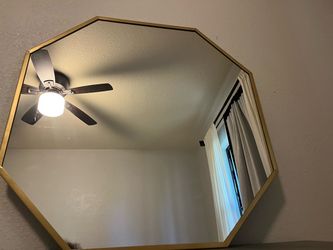 Large Octagon Wall Mirror Gold Frame
