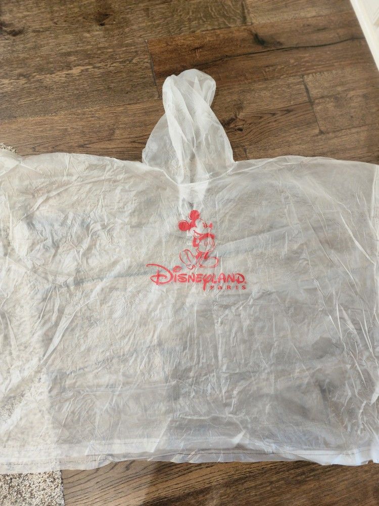 Disneyland Paris Mickey Mouse Logo Rain Hooded Poncho, Size Kids One Size