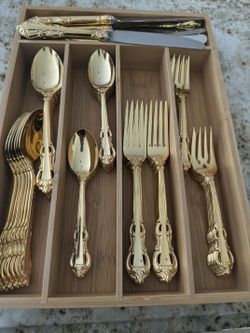 Gold Electroplated Stainless Steel Flatware Set