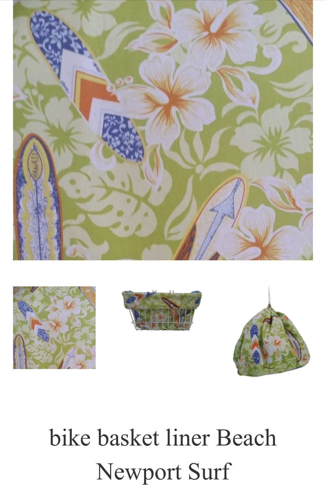 Bicycle basket Liner Newport Surf Lime Green