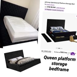 Queen Platform Storage Bed Frame 