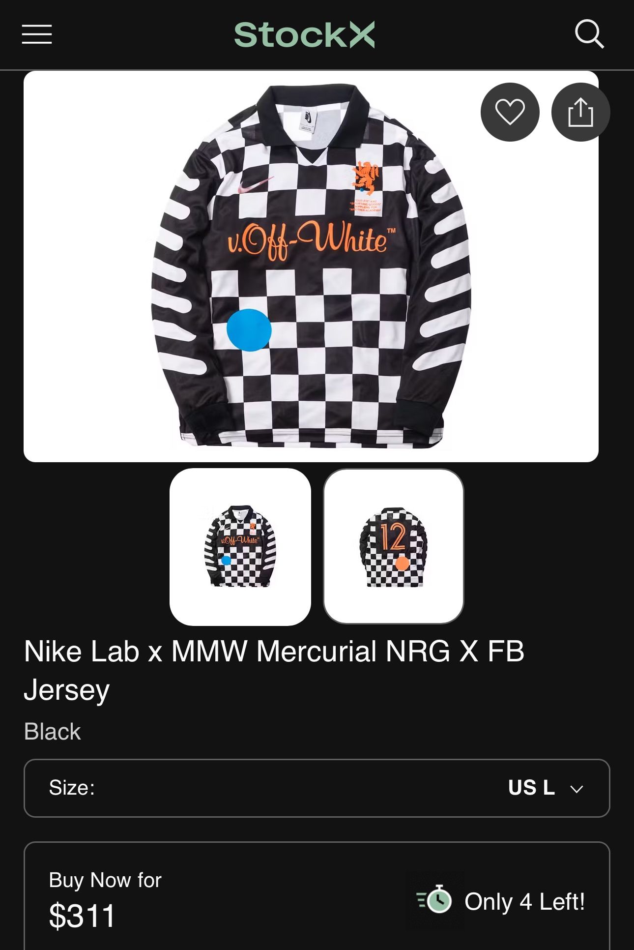 Nike Lab x MMW Mercurial NRG X FB Jersey Large