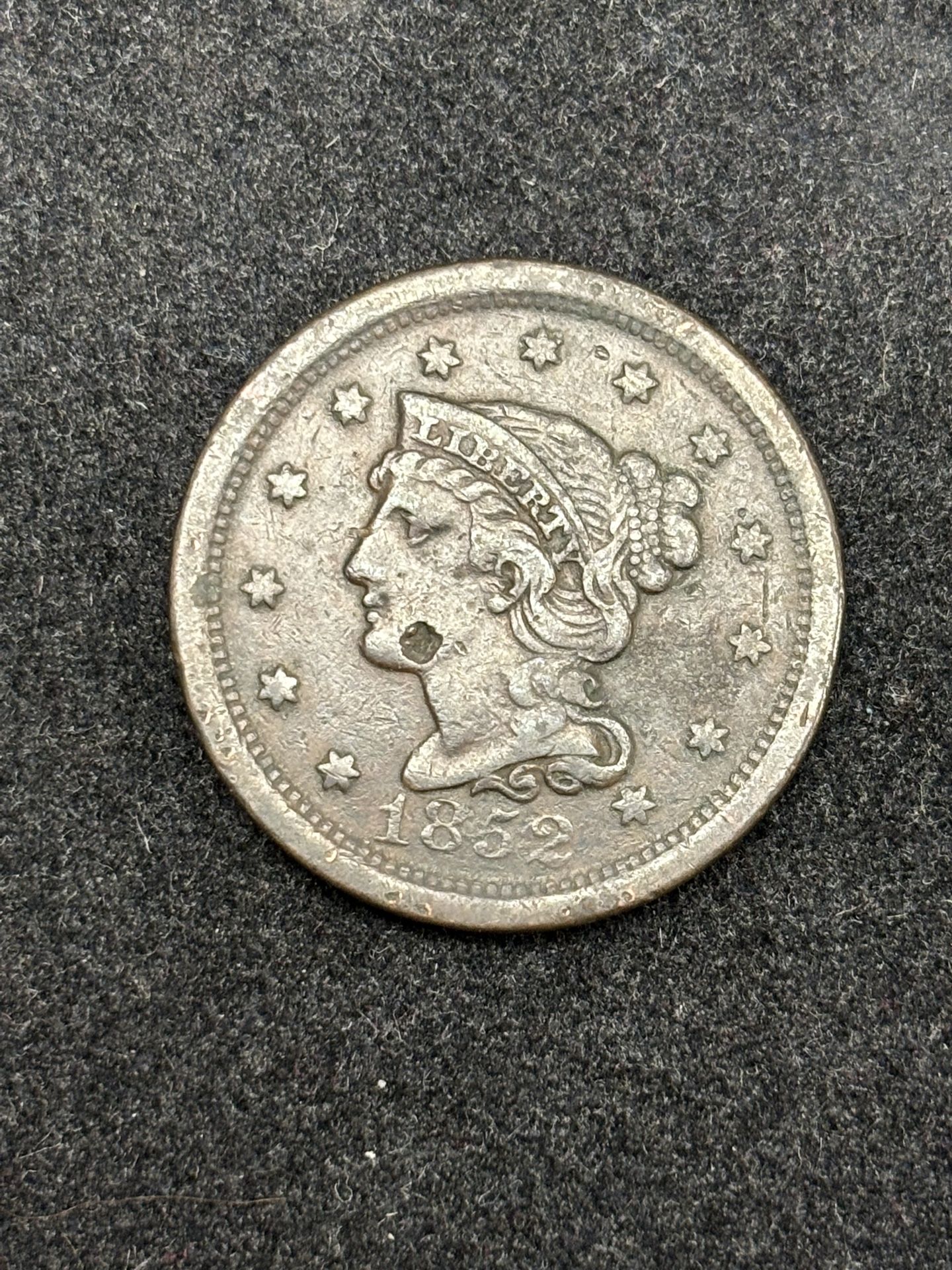1852 Braided Hair Large Cent -- GREAT PRE-CIVIL WAR COIN!