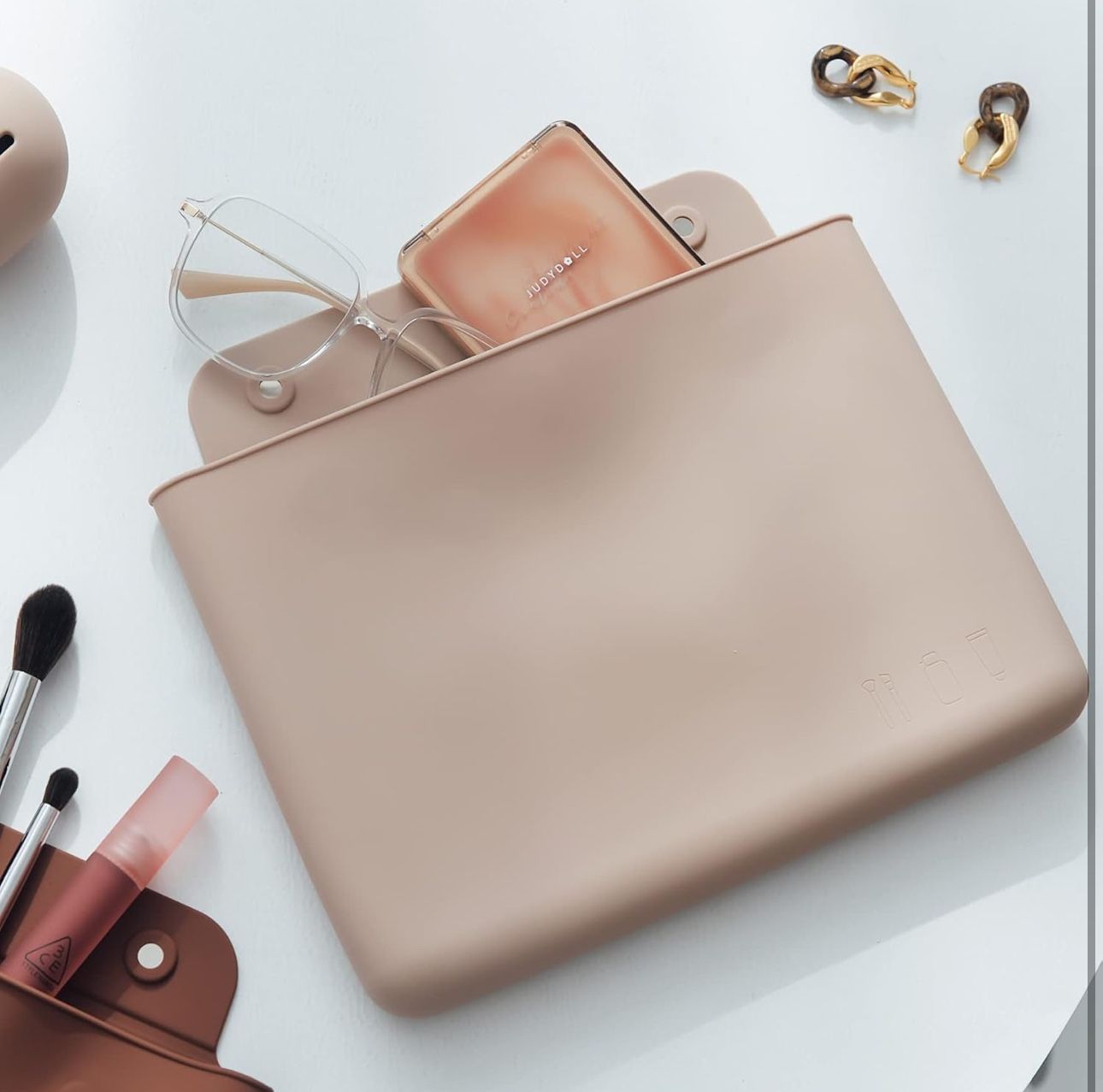 Silicone Makeup Bag Pink/khaki