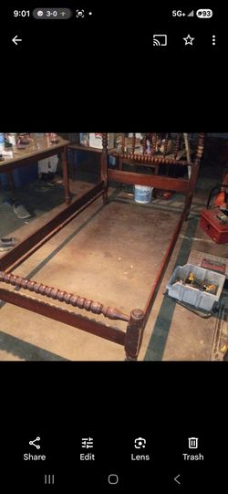 Jenny lins twinAntique Wood Spool Bed Frame