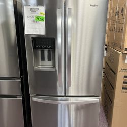 Refrigerator, Whirlpool 36” W 3 Door Fridge 