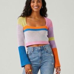 Multi-colored crochet crop top size small