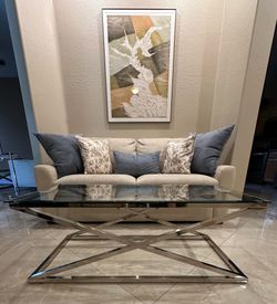 Gorgeous Coffee Table - Cross stainless steel - Glass Top