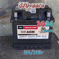 AGM Car Battery Group Size 140r/H4