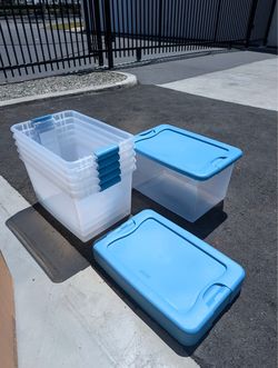Sterilite 64 Qt. Latching Plastic Storage Tote with Hinged Lid – 6 Pack