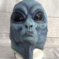 Vintage Halloween Mask 1998 Blue Alien Martian