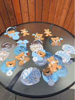 Baby Boy teddy bear decoration set $3