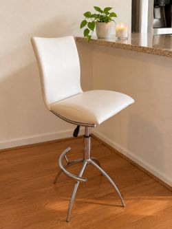 Modern White Adjustable Bar Stool