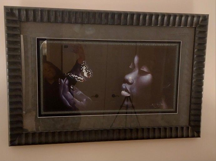 Framed Black Art "Black Butterfly"