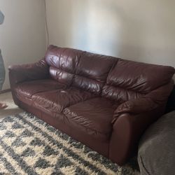 Leather Couch And Chair With Ottoman 