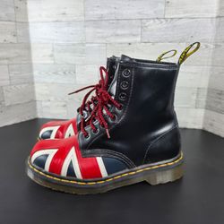 Dr. Martens 10950 Union Jack Flag Leather Boots M:6 Black
