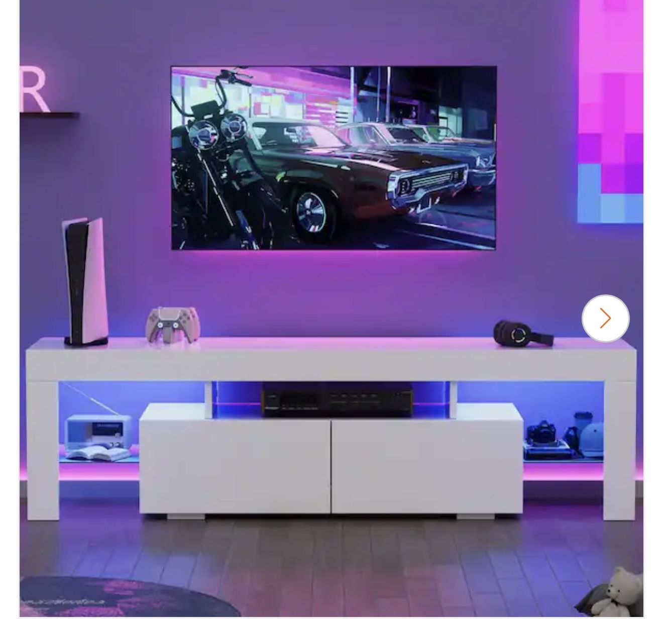 White Entertainment Center With Color Changing remote - Brand New In The Box