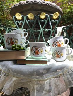 Vintage 1970s Corelle Indian Summer Tea Cups Set of 6