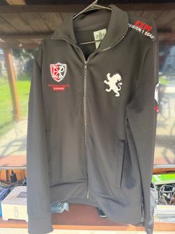 Express Men’s Large Black Track Jacket – Embroidered Lion & Division 1 Squad