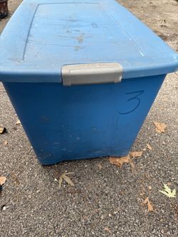 Sterilite Large Blue Plastic Storage Tote 35 gallon