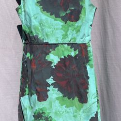 Vtg J.Crew 10 Hothouse Floral Shift Dress Teal Mint Watercolor Pockets