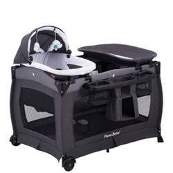 Pamo Babe Portable Playard with Bassinet & Changing Table – Display Model, Like New