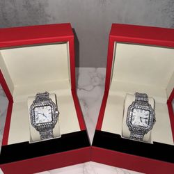 Iced Out Square Face Watch Bundle x2