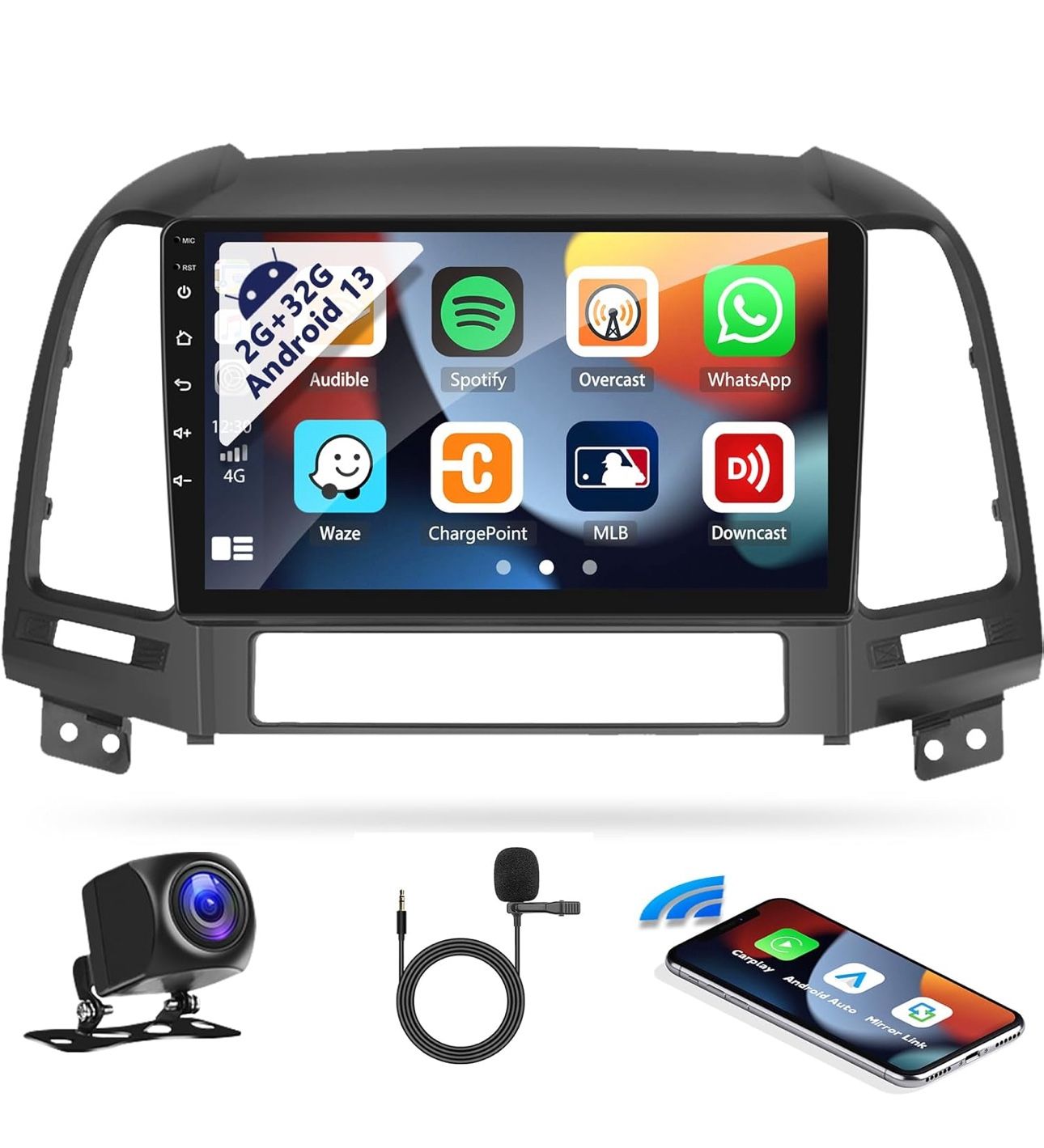SIXWIN 2G+32G Android 13 Car Radio for Hyundai Santafe 2006-2012 Wireles CarPlay