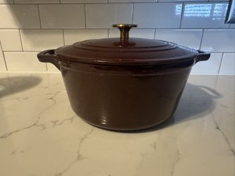 Hearth & Hand Enameled Cast Iron Dutch brown with Oven Gold Knob