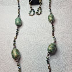 Handmade Beaded Necklace and Earring Set 