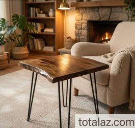 Solid Acacia Wood Side Table