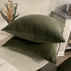 2 - Lulu And Georgia Olive Green Velvet Pillows