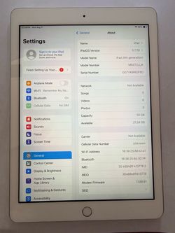 Apple iPad 6th generation cellular unlocked silver Wi-Fi  9.7inch A1893 MR6T2LL/A 32GB Excellent