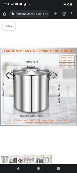 Falaja Large Stock Pot Set- 20 Quart Stockpots - Include Silicone Ladle,  Slotted Spoon - Stainless Steel Cooking Pot, Soup Pot with Lid, Big Pots  for