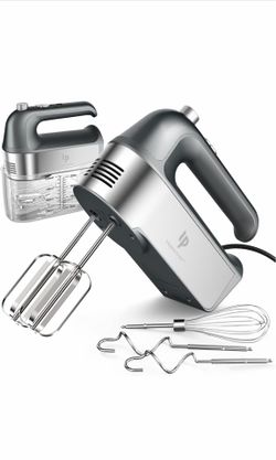 Hand Mixer Electric, 450W Kitchen Mixers with Scale Cup Storage Case, Turbo Boost/Self-Control Speed + 5 Speed + Eject Button + 5 Stainless Steel Acce