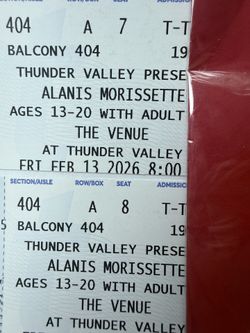 Alanis Morissette Concert Tickets Seats For Tonight!!