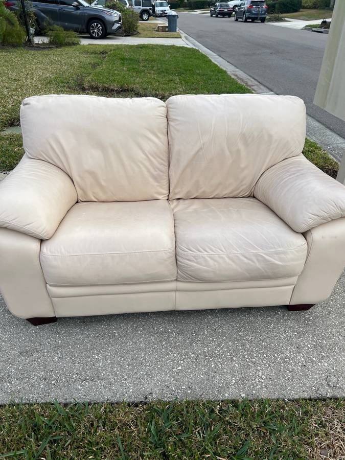 white leather couch, excellent condition