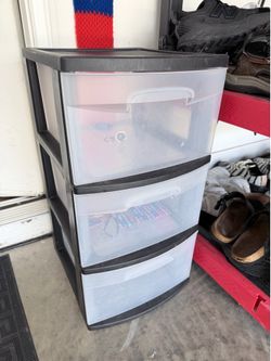 Sterilite 3-Drawer Plastic Storage Tower – Black/Clear