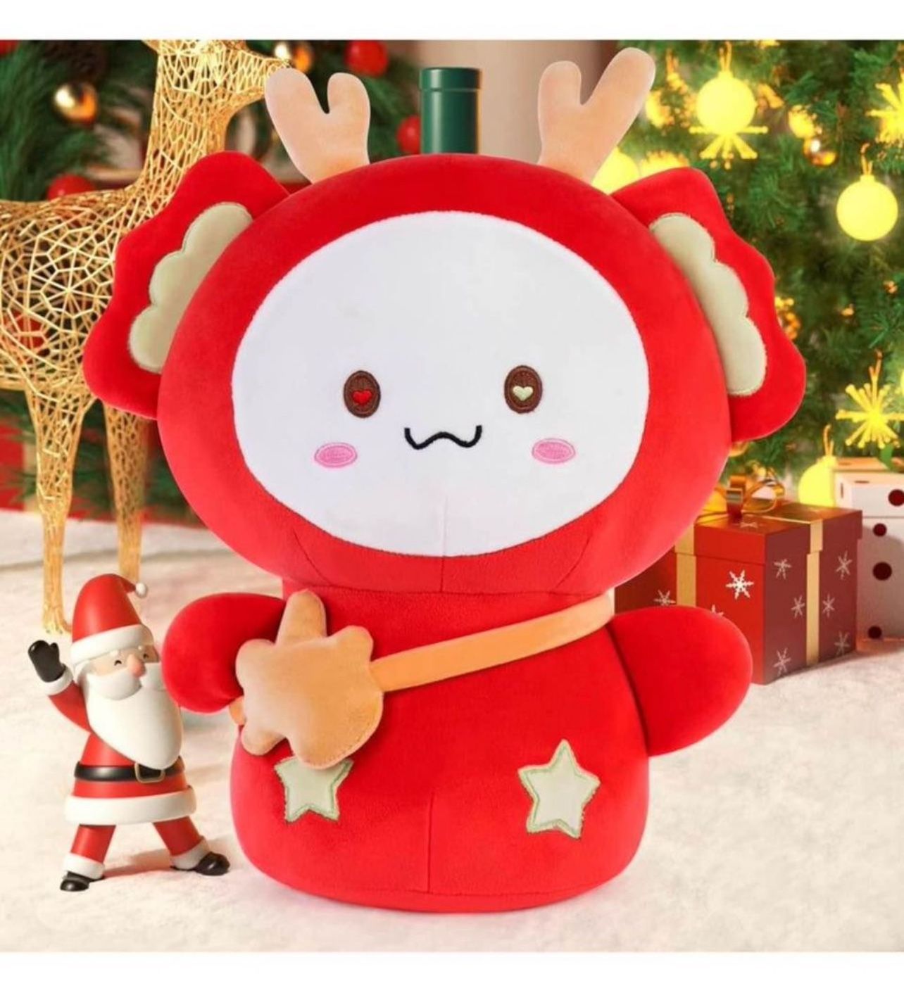 Brandnew 14" Elk Stuffed Animals, Kawaii Stuffed Deer Plush Toy, Cute Pink Deer Plushie Gifts for Girls and Boys, Soft Elk Pillow Plushies for Birthda