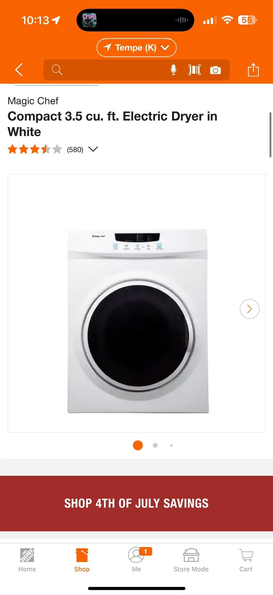 Magic Chef Compact 3.5 cu. ft. Electric Dryer in White $190