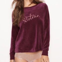 VS ⚜️♥️⚜️ VICTORIA'S SECRET Velour Crossback Pullover Top Sweatshirt