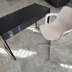 Black Desk And IKEA Chair